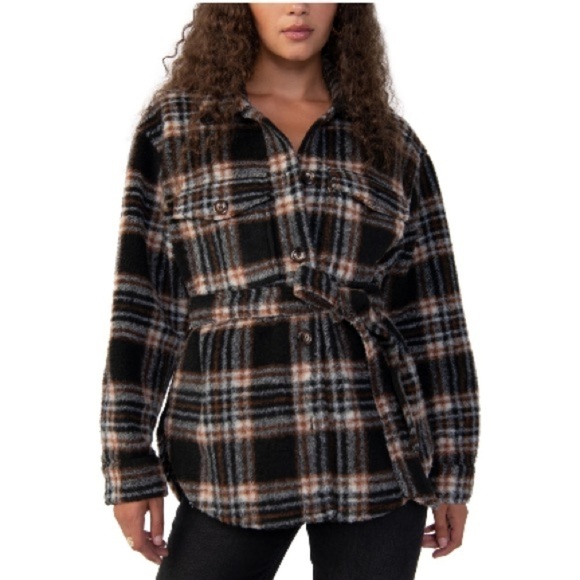 NEW SANCTUARY shay shacket in essex plaid  jacket, coat size XXL - Picture 2 of 11
